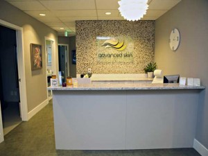 Advanced Skin and Body Solutions Reception bellevue spa reception desk and sign